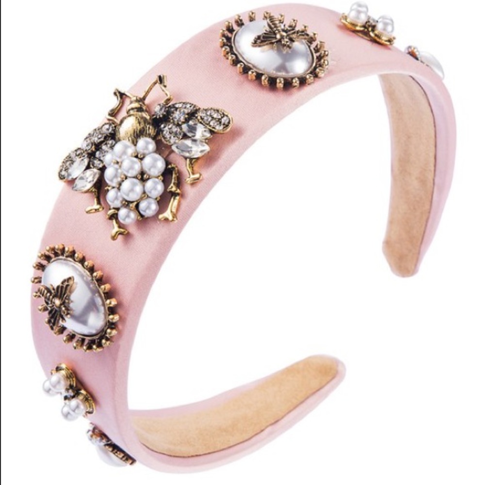 Pink pearl jewel headband